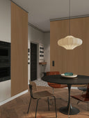 Wandpaneel in Holzoptik, Eiche, montiert an zwei Wänden in Küche/Esszimmer