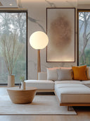 Wandpaneel in Marmoroptik, Calacatta Weiss, montiert über Sofa, Wohnzimmer