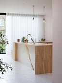 Wandpaneel in Marmoroptik, California Weiss, befestig als Kücheninsel-Verkleidung